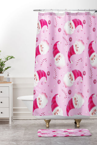 RosebudStudio Jolly Santa Shower Curtain And Mat