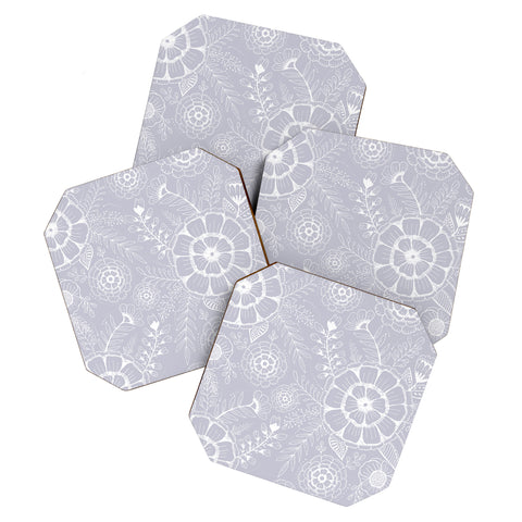 RosebudStudio Light Floral Coaster Set