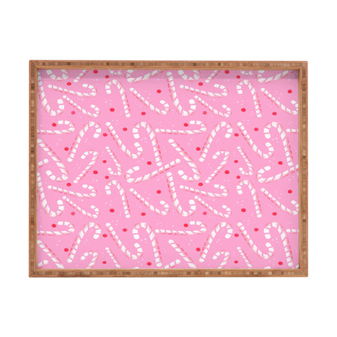 RosebudStudio Pink Candycanes Rectangular Tray