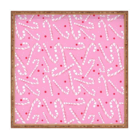 RosebudStudio Pink Candycanes Square Tray
