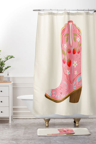 RosebudStudio Strawberry Girl Shower Curtain And Mat