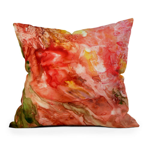 Rosie Brown Abstract Red Yupo Outdoor Throw Pillow