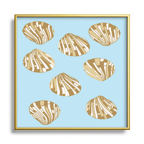 Rosie Brown BlueScallops Square Metal Framed Art Print
