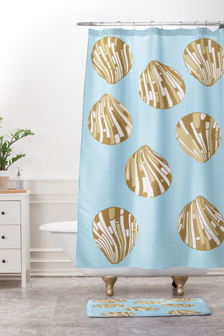 Rosie Brown BlueScallops Shower Curtain And Mat
