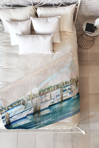 Rosie Brown Dinner Key Marina Fleece Throw Blanket