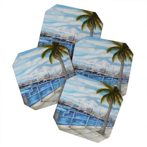 Rosie Brown Dinner Key Marina Stroll Coaster Set