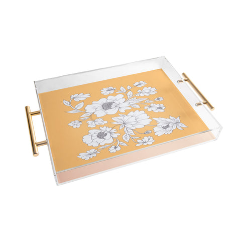 Rosie Brown Floral Orange Acrylic Tray