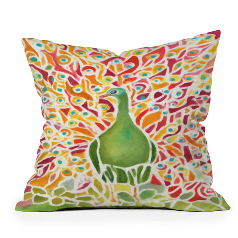 Rosie Brown Grove Peacock Outdoor Throw Pillow