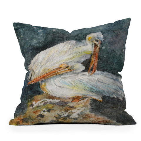 Rosie Brown Pelicans 1 Outdoor Throw Pillow