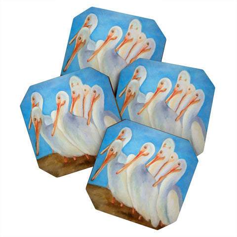 Rosie Brown Pelicans On Parade Coaster Set