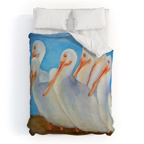Rosie Brown Pelicans On Parade Duvet Cover