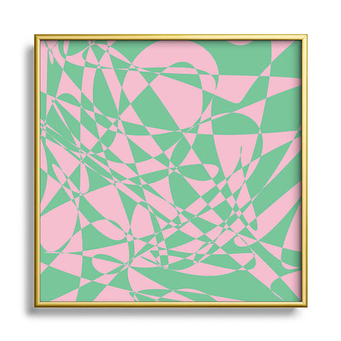 Rosie Brown Pink Doodle Square Metal Framed Art Print