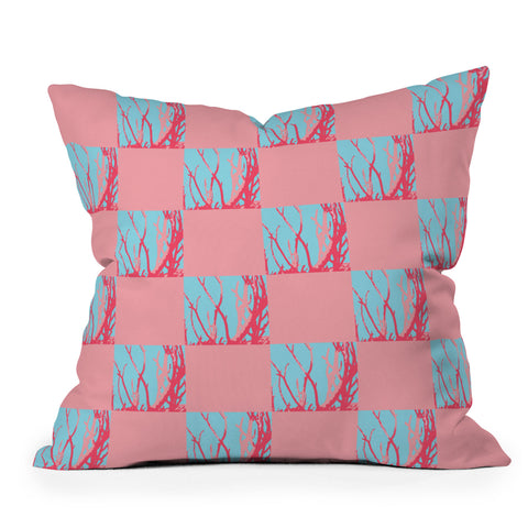 Rosie Brown Pink Seaweed Quilt Outdoor Throw Pillow