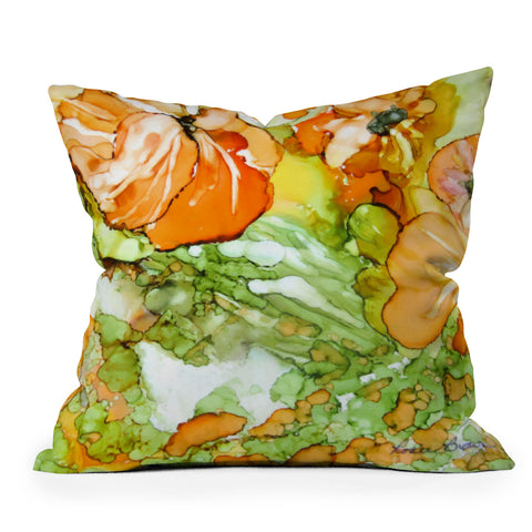 Rosie Brown Summer in Orange Outdoor Throw Pillow
