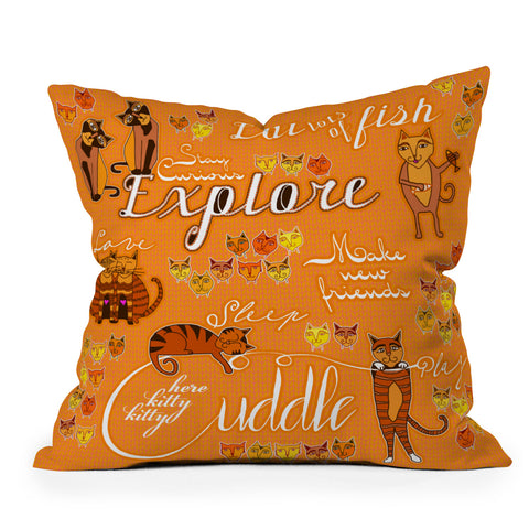 Ruby Door How To Be A Happy Cat Outdoor Throw Pillow