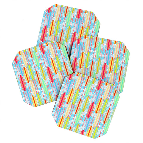 Ruby Door Surfer Stripe In Brights Coaster Set