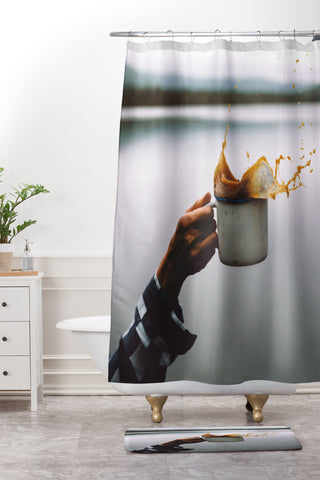 Rustic Bones Coffee Cheers Shower Curtain And Mat
