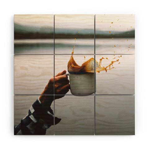 Rustic Bones Coffee Cheers Wood Wall Mural