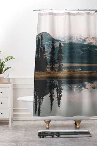 Rustic Bones Sparks Lake Shower Curtain And Mat