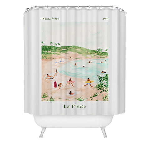 Sabina Fenn Illustration Beach Day Poster Print Shower Curtain