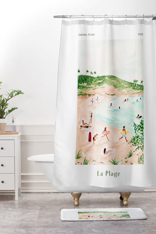 Sabina Fenn Illustration Beach Day Poster Print Shower Curtain And Mat