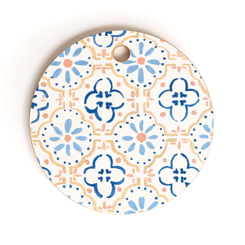 Sabina Fenn Illustration Blue Tiles Cutting Board Round