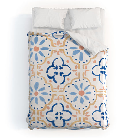 Sabina Fenn Illustration Blue Tiles Duvet Cover