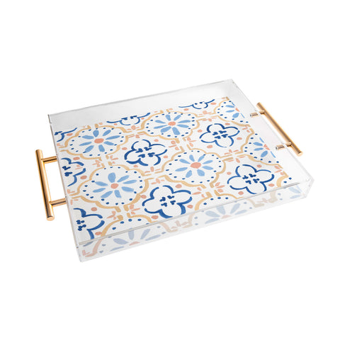 Sabina Fenn Illustration Blue Tiles Acrylic Tray