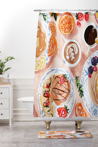 Sabina Fenn Illustration Brunch Shower Curtain And Mat
