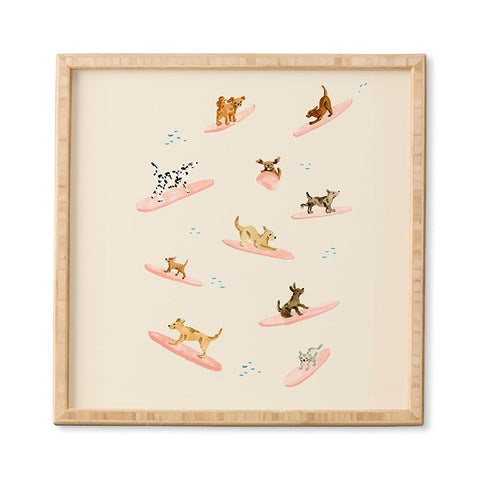 Sabina Fenn Illustration Dogs Surfing Framed Wall Art