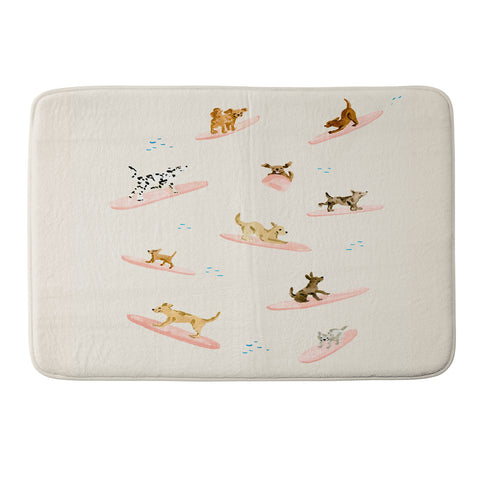Sabina Fenn Illustration Dogs Surfing Memory Foam Bath Mat