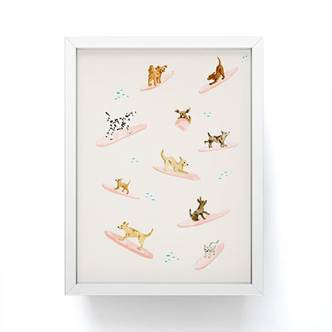 Sabina Fenn Illustration Dogs Surfing Framed Mini Art Print