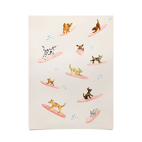 Sabina Fenn Illustration Dogs Surfing Poster