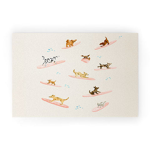 Sabina Fenn Illustration Dogs Surfing Welcome Mat