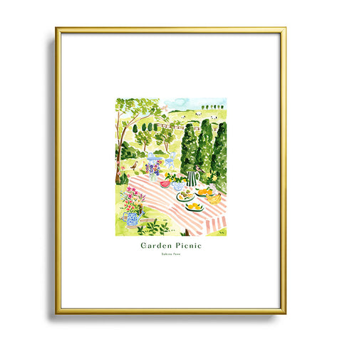 Sabina Fenn Illustration Garden Picnic Metal Framed Art Print