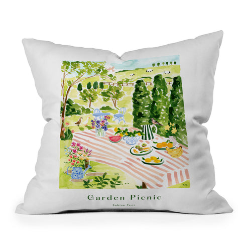 Sabina Fenn Illustration Garden Picnic Throw Pillow