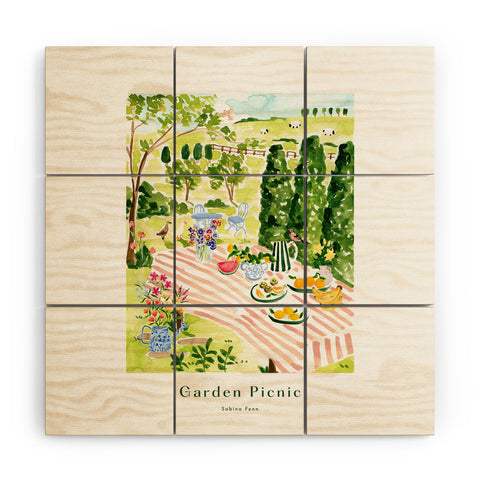 Sabina Fenn Illustration Garden Picnic Wood Wall Mural