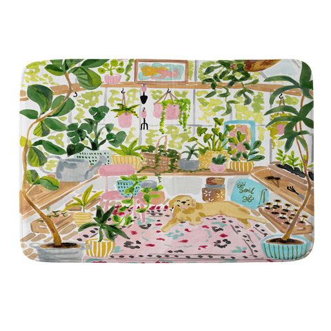 Sabina Fenn Illustration Greenhouse Dog Memory Foam Bath Mat