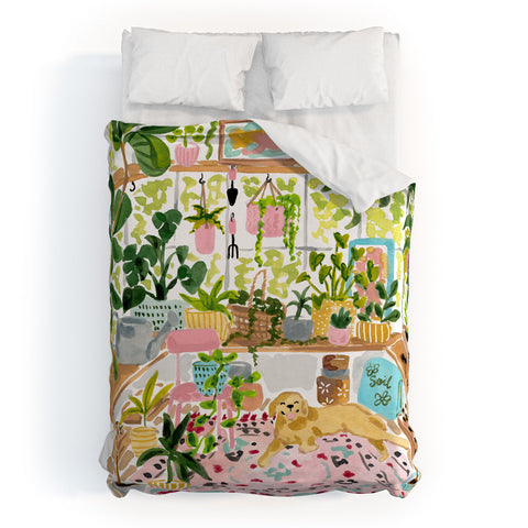 Sabina Fenn Illustration Greenhouse Dog Duvet Cover