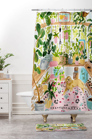 Sabina Fenn Illustration Greenhouse Dog Shower Curtain And Mat