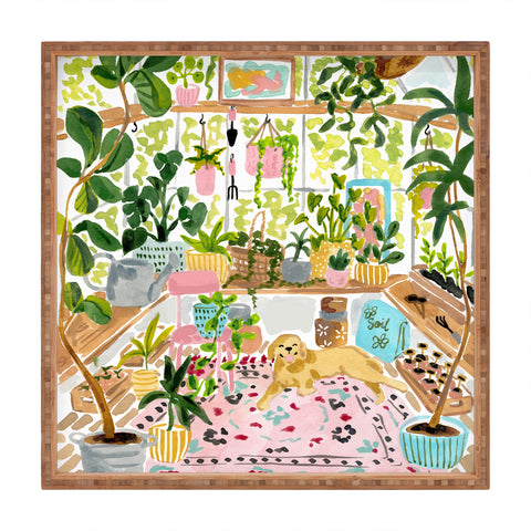 Sabina Fenn Illustration Greenhouse Dog Square Tray