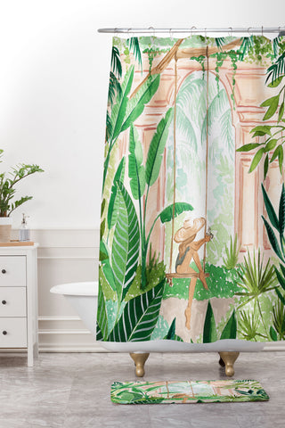 Sabina Fenn Illustration Jungle Swing Shower Curtain And Mat