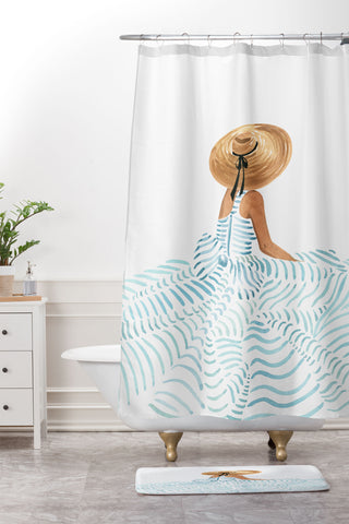 Sabina Fenn Illustration Madame Fleur II Shower Curtain And Mat