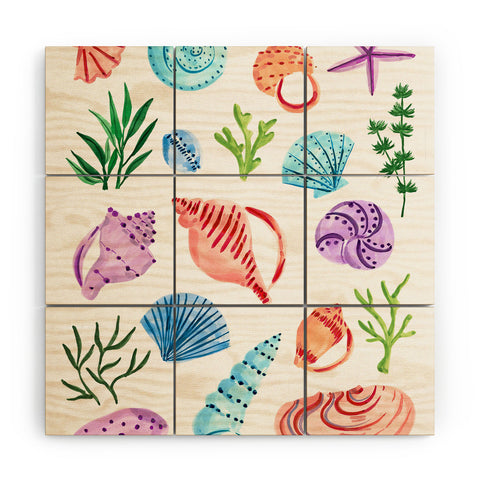 Sabina Fenn Illustration Seashells I Wood Wall Mural