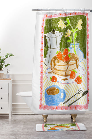 Sabina Fenn Illustration Still Life with Pancakes Shower Curtain And Mat