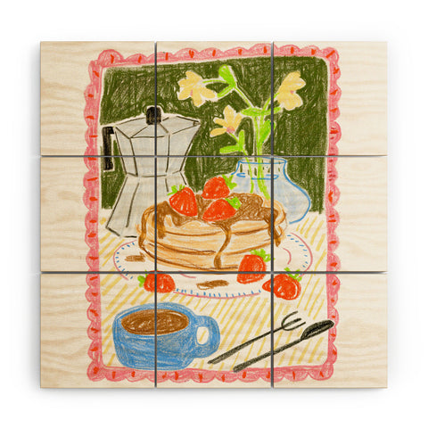 Sabina Fenn Illustration Still Life with Pancakes Wood Wall Mural