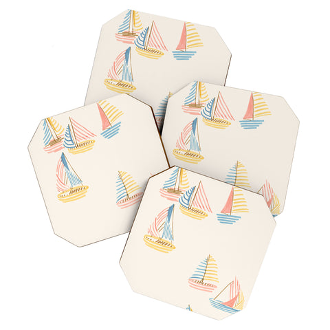 Sabina Fenn Illustration Striped sailboats Coaster Set