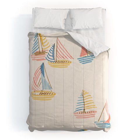 Sabina Fenn Illustration Striped sailboats Comforter