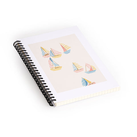 Sabina Fenn Illustration Striped sailboats Spiral Notebook