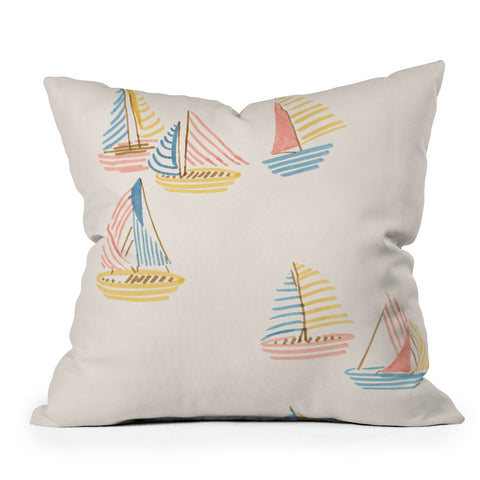 Sabina Fenn Illustration Striped sailboats Throw Pillow